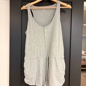 GAP Light Gray Tank Top Romper with Buttons and Pockets - M